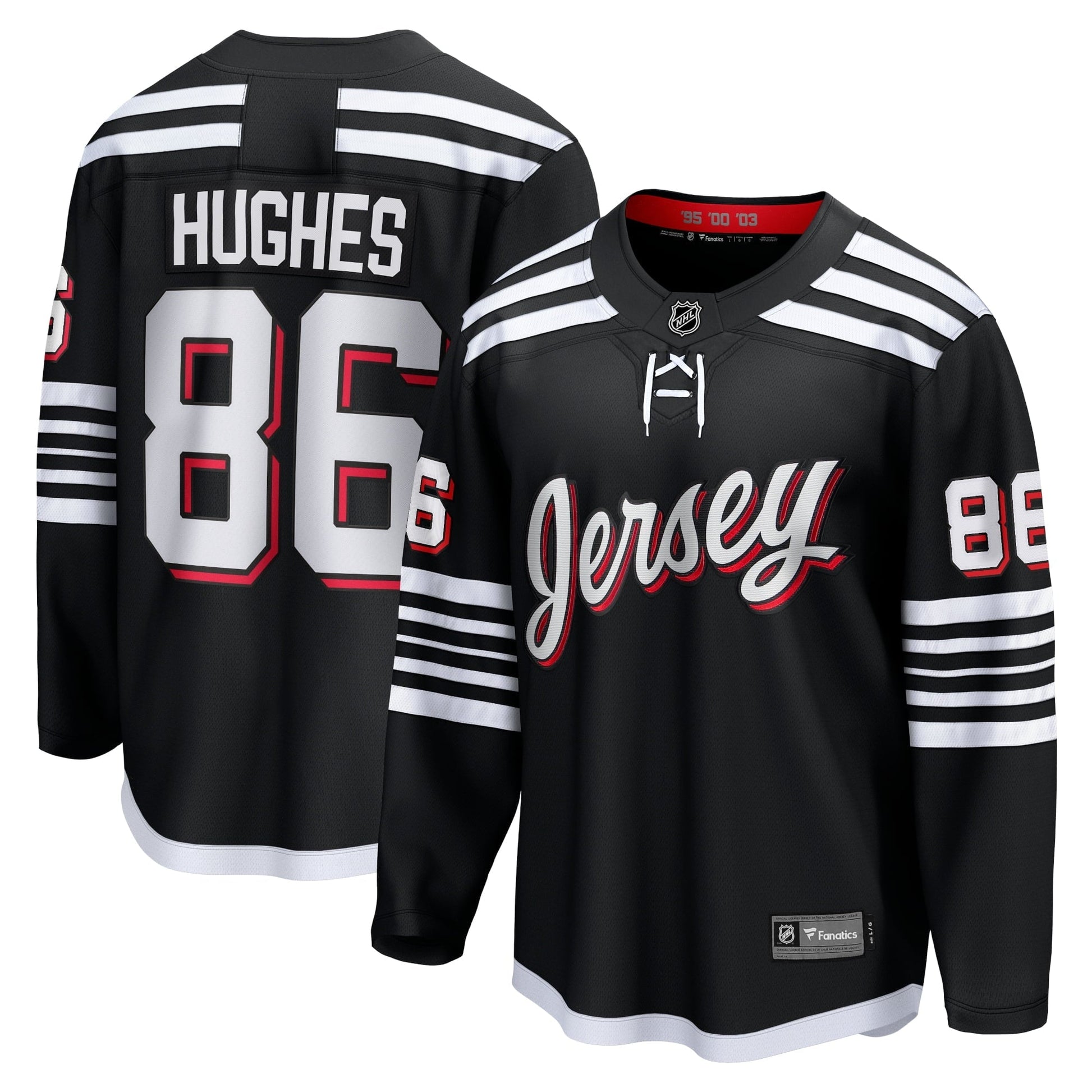 Men's Fanatics Branded Jack Hughes Black New Jersey Devils